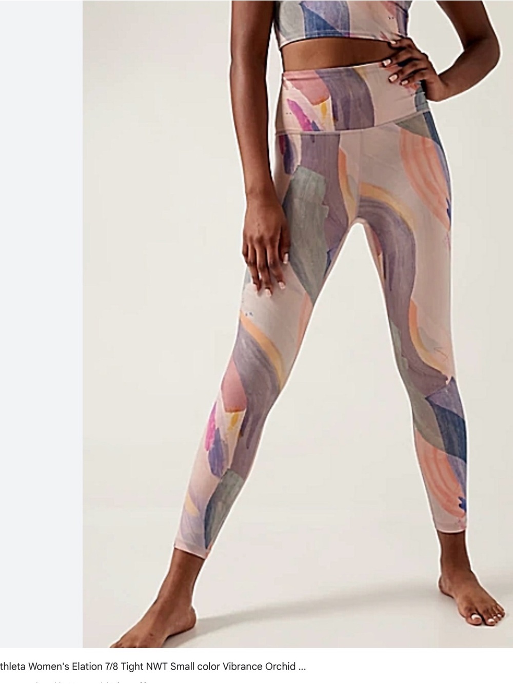 2x Athleta Pastel Watercolor Print Leggings - Pink & Blue EUC